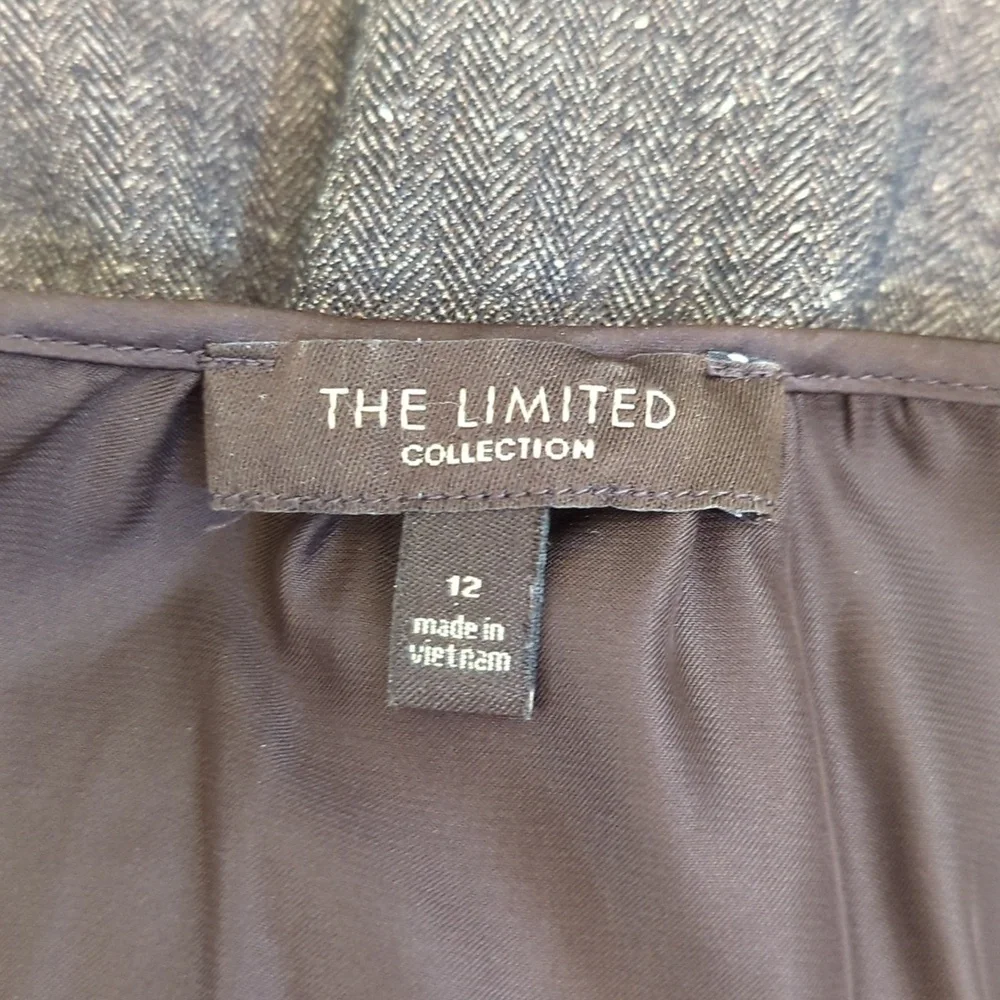 The Limited Dark Brown Satin and Herringbone Tweed Professional Dress Size 12 - Picture 10 of 11